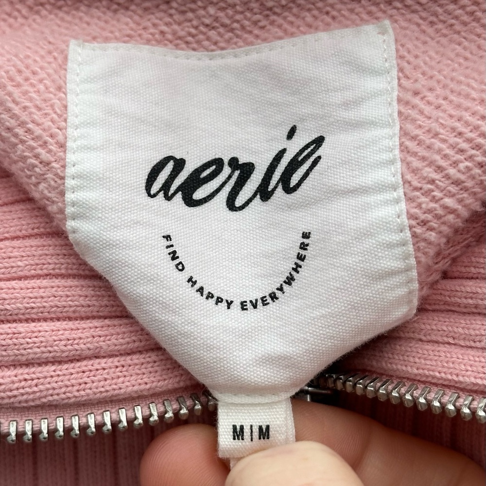 AERIE Upcycled Puppy Love Quarter Zip Sweatshirt - Size Medium - Picture 5 of 6